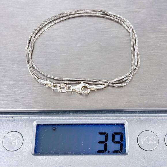 Vintage Sterling Silver 925 Snake Chain Necklace 18" - Picture 3 of 3